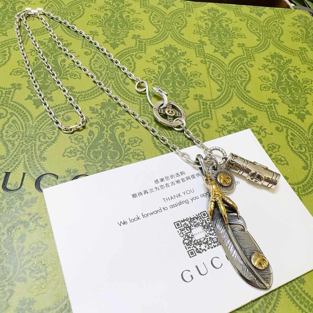 お得品‼ゴローズ ネックレス 値段スーパーコピー 羽根かたち goro's*gucciコラボ Anger Forestシリーズ シルバー_5