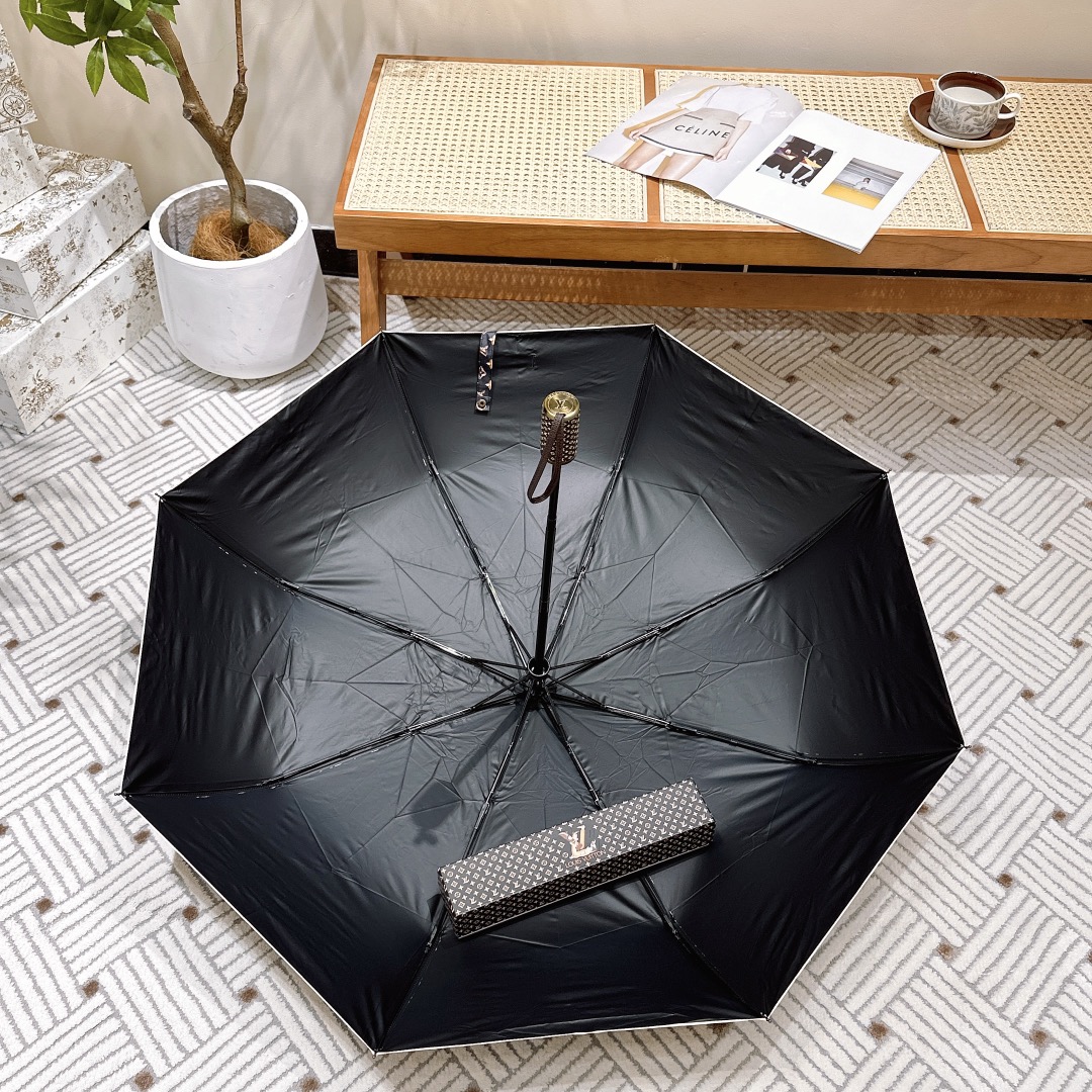 ルイヴィトンの傘偽物 折り畳み傘 遮光 遮熱 シンプル 花柄 自動開閉 日傘兼用雨傘 ブラック_8