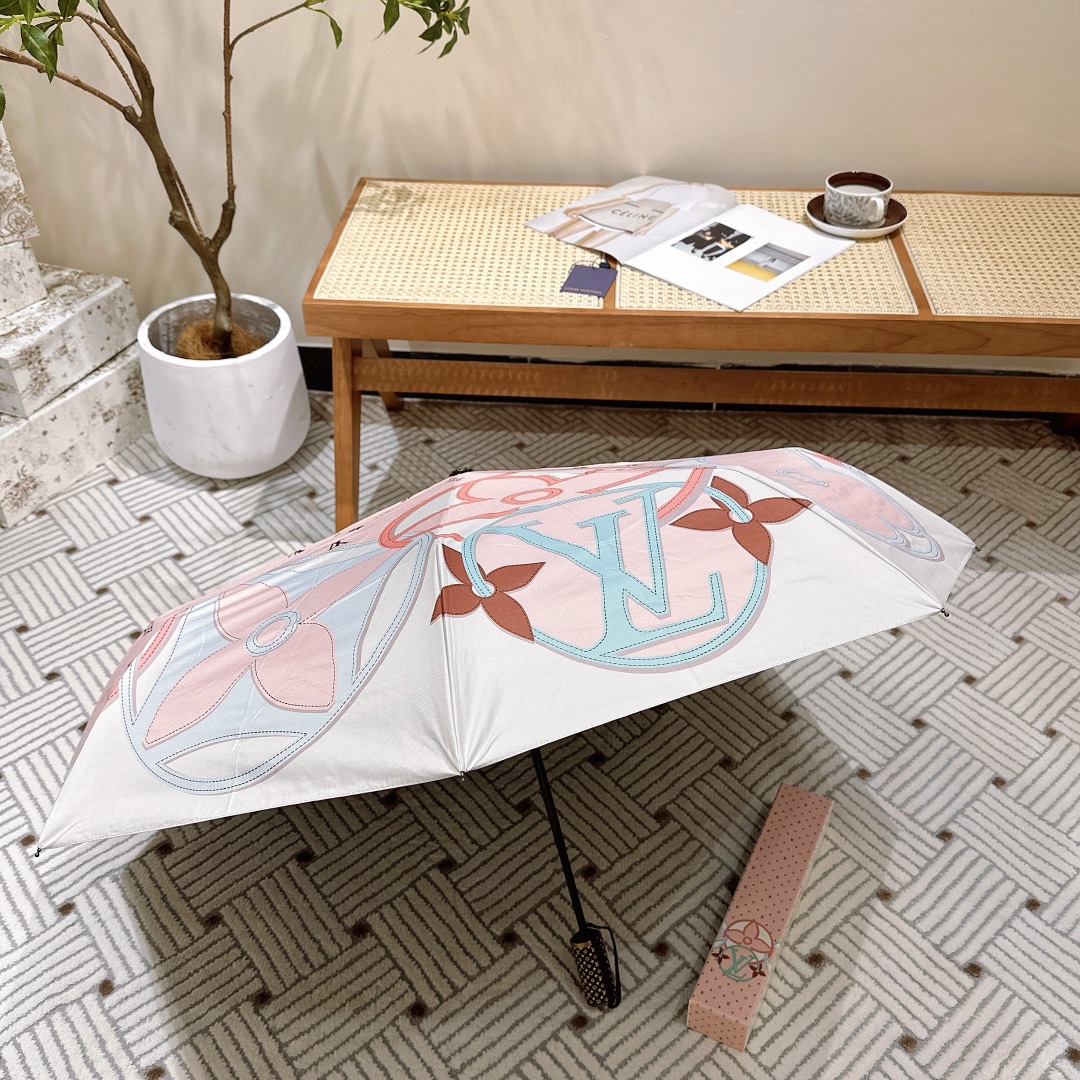 個性的 傘 ヴィトンコピー 折り畳み傘 遮光 遮熱 可愛い シンプル 花柄 プリント 日傘兼用雨傘 ピンク_8