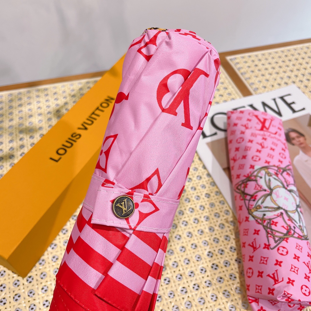 ルイヴィトン折りたたみ傘偽物 折り畳み傘 遮光 軽量 かわいい プリント 日傘 雨傘 ファッション ピンク_4