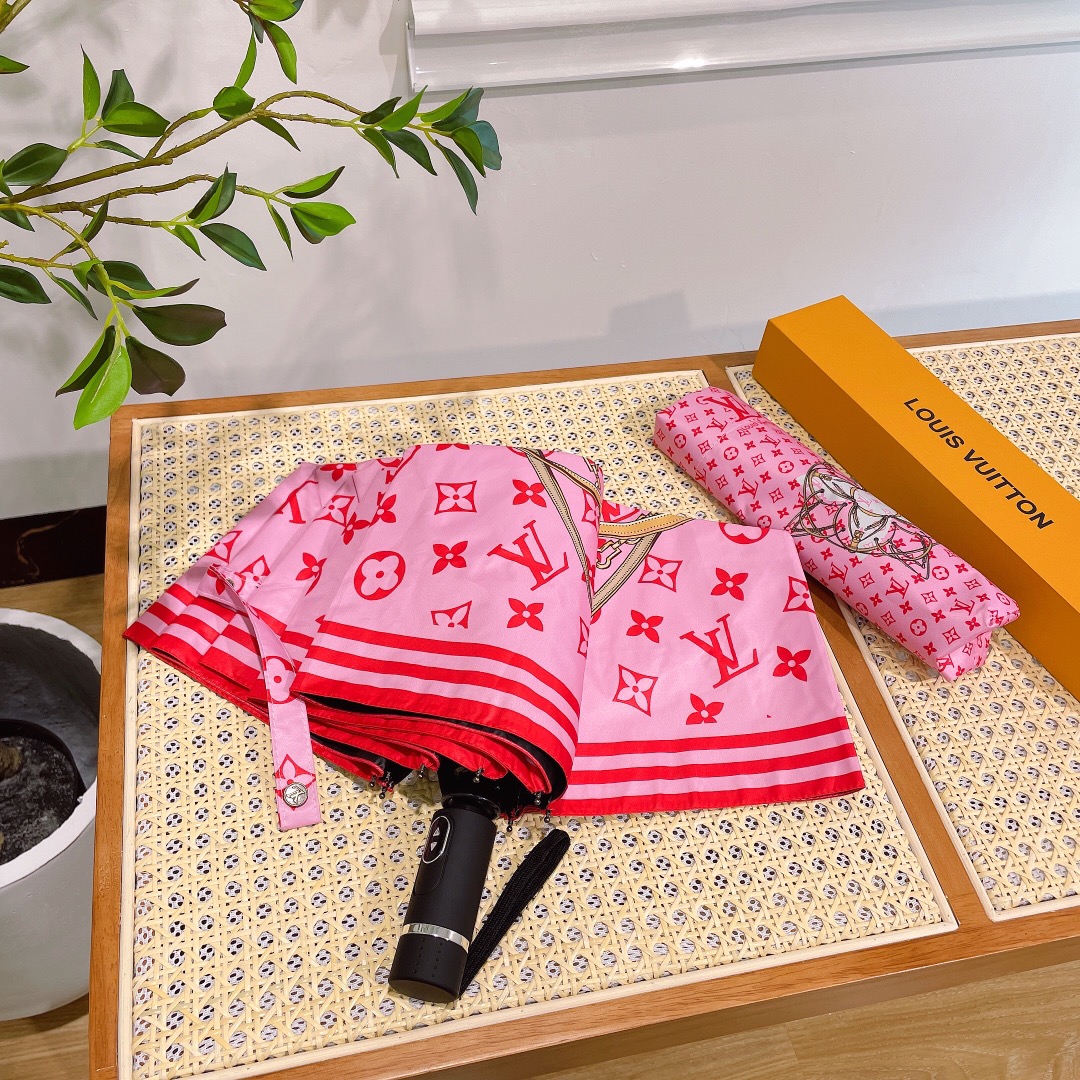 ルイヴィトン折りたたみ傘偽物 折り畳み傘 遮光 軽量 かわいい プリント 日傘 雨傘 ファッション ピンク_6