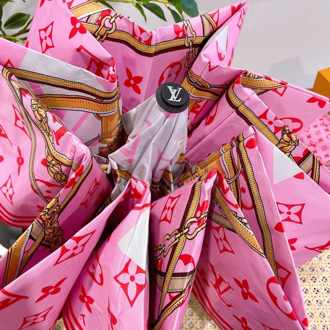 ルイヴィトン折りたたみ傘偽物 折り畳み傘 遮光 軽量 かわいい プリント 日傘 雨傘 ファッション ピンク_8