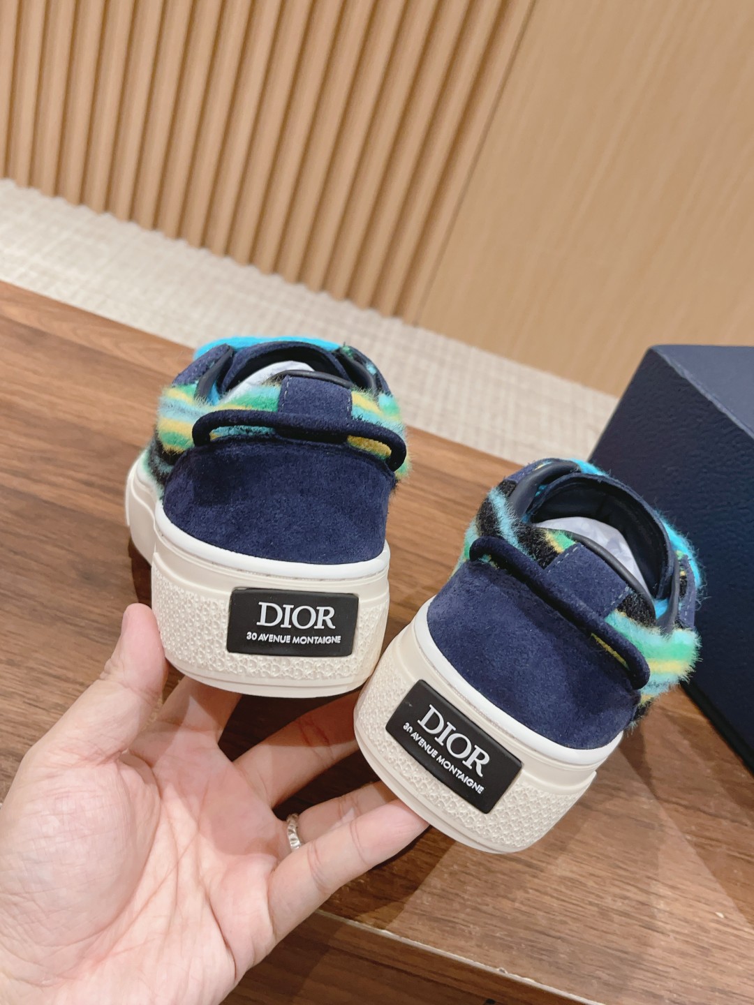 お買い得な christian dior スニーカーコピー ランニング カップルシューズ 厚い底 プリント シンプル 大人気 ブルー_8