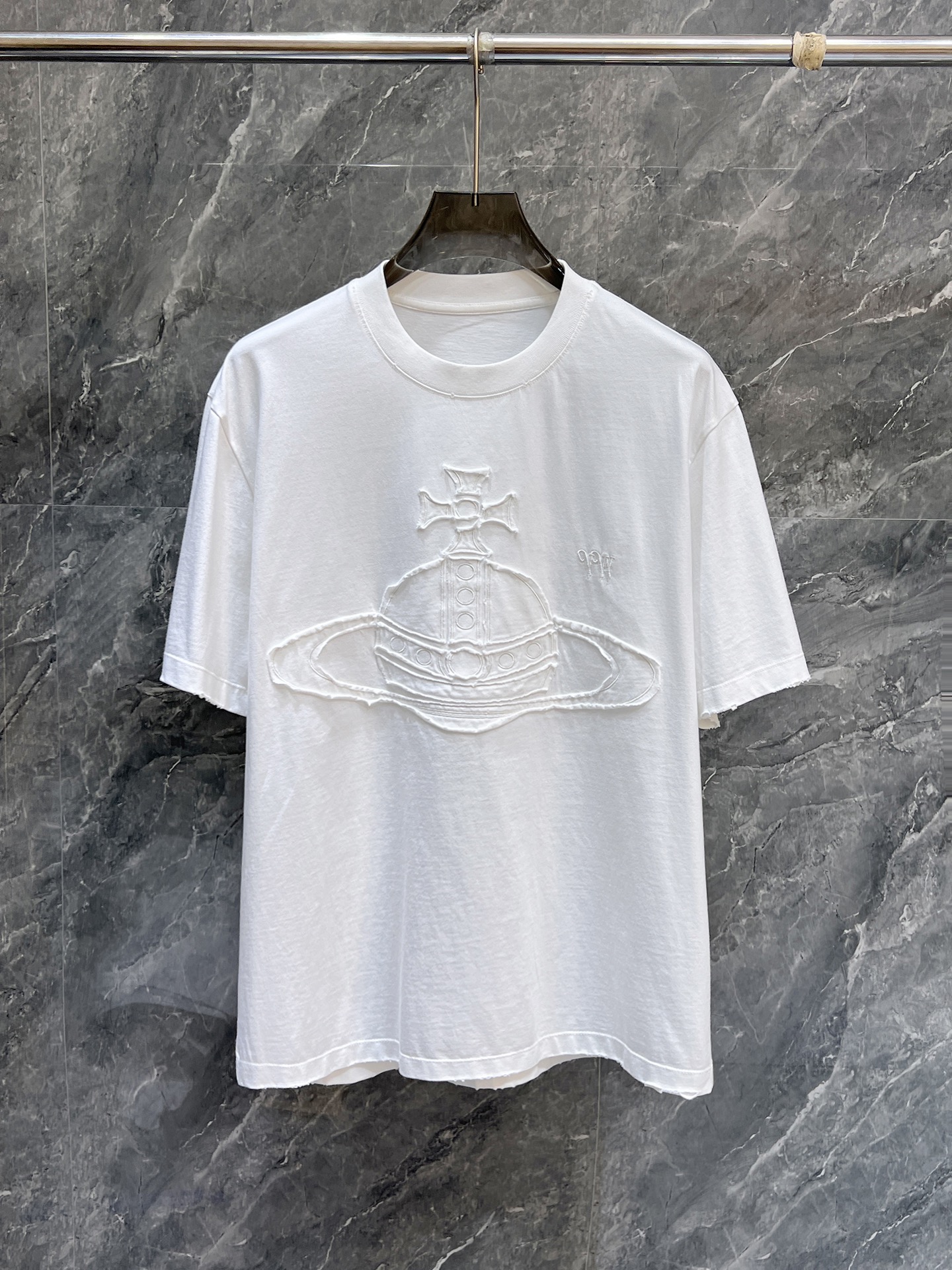 夏服 vivienne westwood t シャツ レディースコピー 純綿 トップス 品 半袖 丸首 ゆったり 刺繍 ホワイト_1