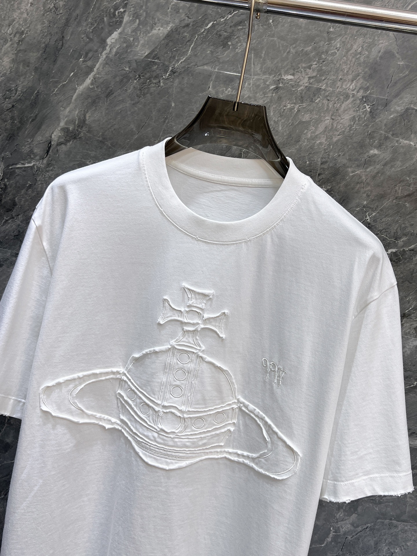 夏服 vivienne westwood t シャツ レディースコピー 純綿 トップス 品 半袖 丸首 ゆったり 刺繍 ホワイト_2