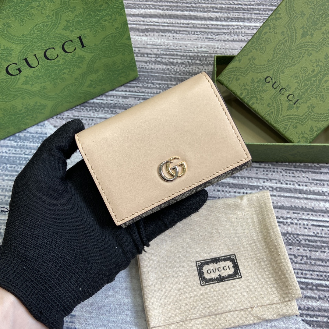 gucci 長 財布レディース偽物 コード790067 財布 レザー 牛革 G Marmontシリーズのクレジットカートバッグ ブラウン_1