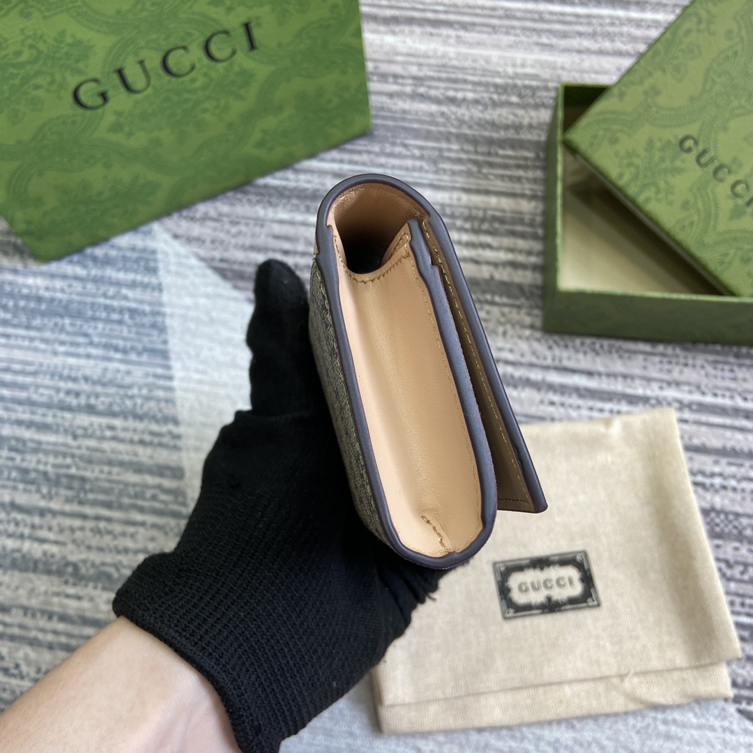 gucci 長 財布レディース偽物 コード790067 財布 レザー 牛革 G Marmontシリーズのクレジットカートバッグ ブラウン_3