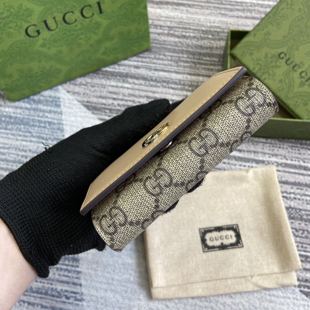 gucci 長 財布レディース偽物 コード790067 財布 レザー 牛革 G Marmontシリーズのクレジットカートバッグ ブラウン_4