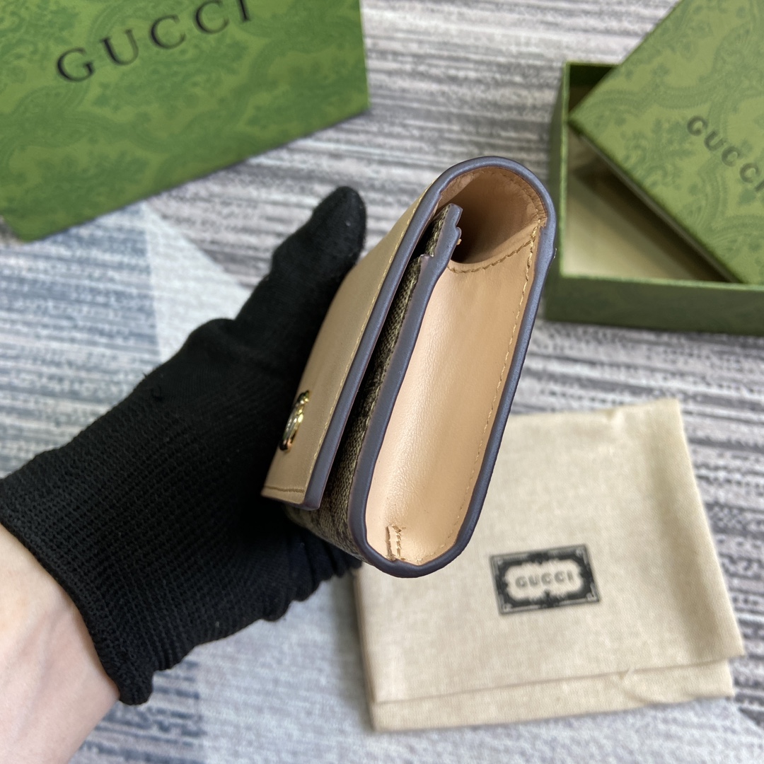 gucci 長 財布レディース偽物 コード790067 財布 レザー 牛革 G Marmontシリーズのクレジットカートバッグ ブラウン_5