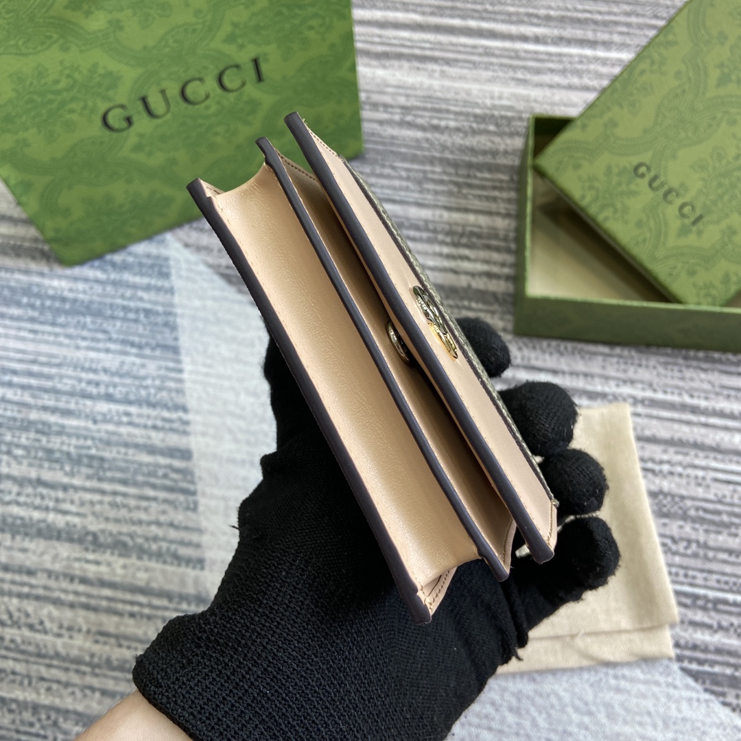 gucci 財布 二 つ折りコピー コード790055 財布 レザー 牛革 G Marmontシリーズのクレジットカートバッグ グレイ_4