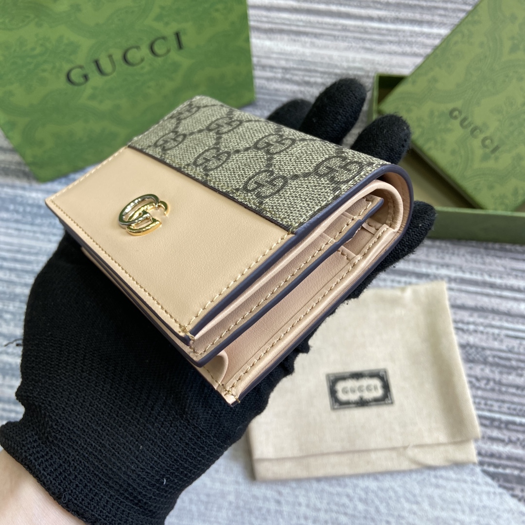 gucci 財布 二 つ折りコピー コード790055 財布 レザー 牛革 G Marmontシリーズのクレジットカートバッグ グレイ_5