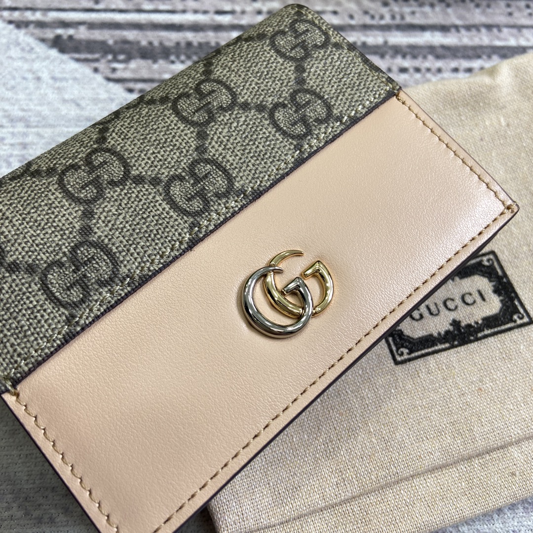 gucci 財布 二 つ折りコピー コード790055 財布 レザー 牛革 G Marmontシリーズのクレジットカートバッグ グレイ_6