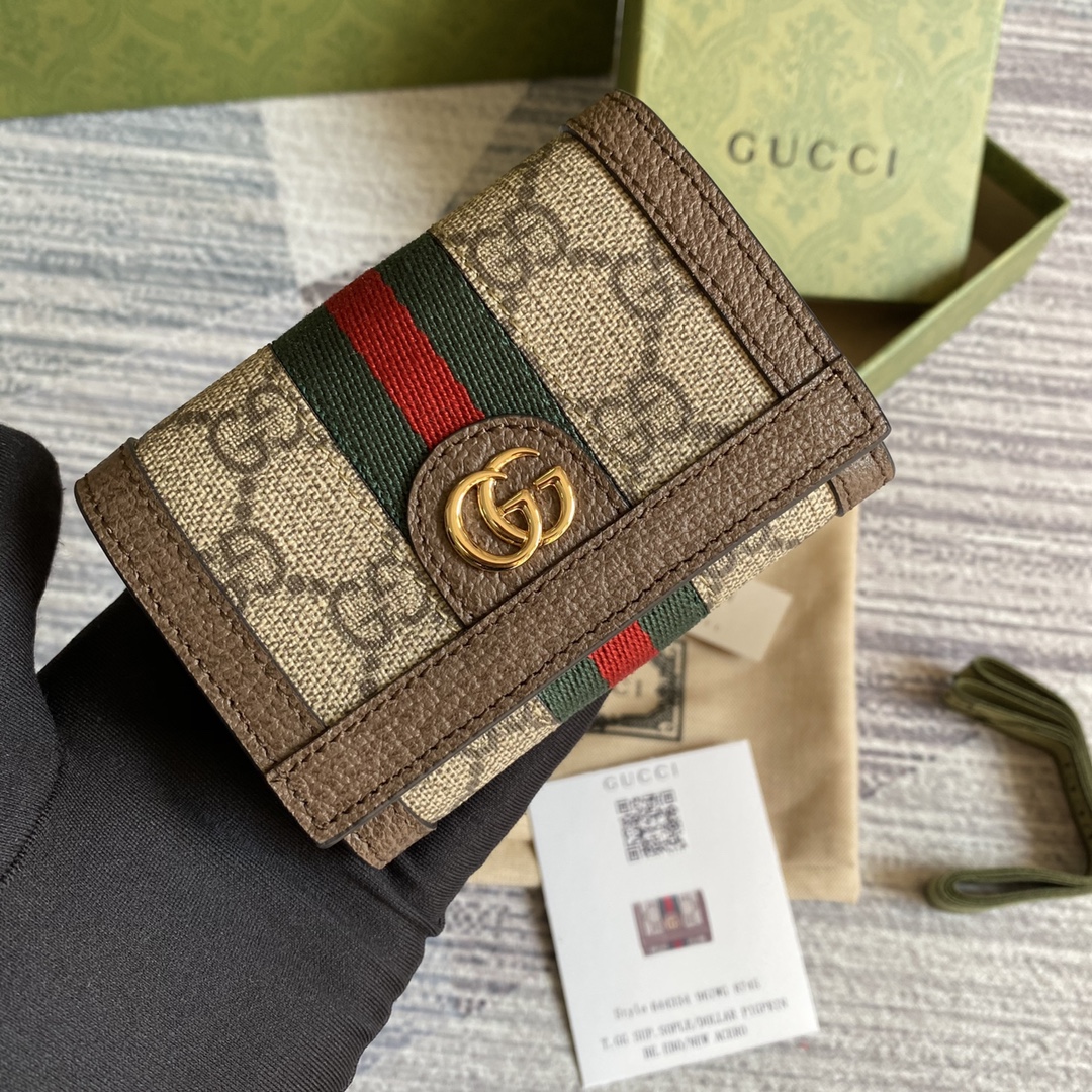 特別価格アイテム gucci さくらんぼ 財布スーパーコピー コード644334 三つ折り 牛革 レザー 財布 花柄 ブラウン_1