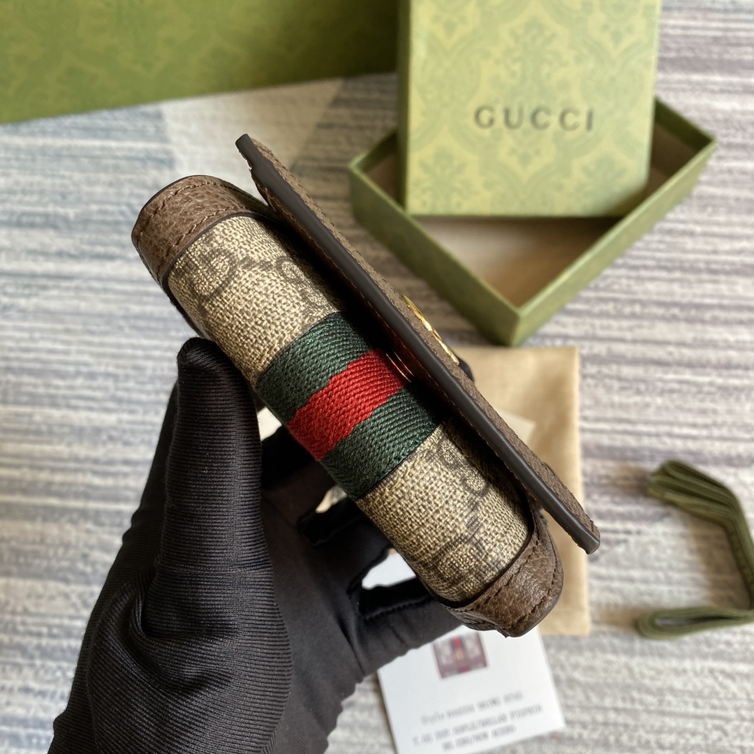 特別価格アイテム gucci さくらんぼ 財布スーパーコピー コード644334 三つ折り 牛革 レザー 財布 花柄 ブラウン_4