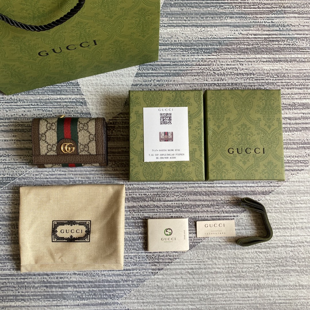 特別価格アイテム gucci さくらんぼ 財布スーパーコピー コード644334 三つ折り 牛革 レザー 財布 花柄 ブラウン_9