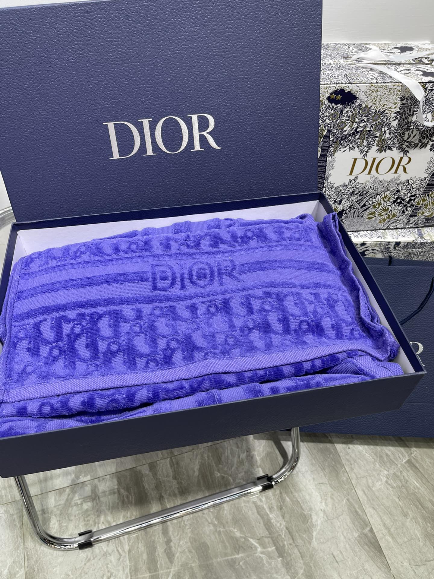 dior バス タオルＮ級品 2枚セット 純綿 ふわふわ 大判 吸水速乾 シンプル プレゼント ブルー_8