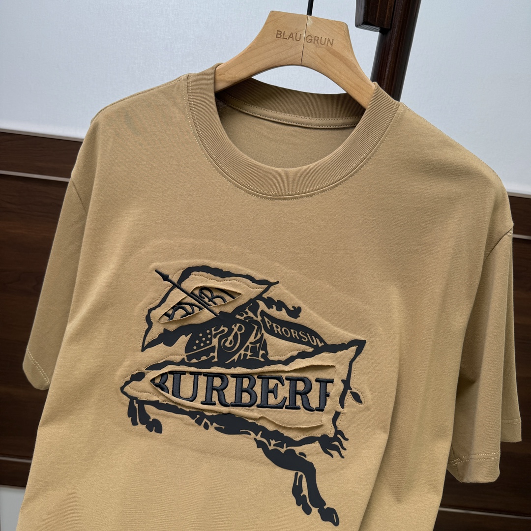 burberry t シャツ 新作偽物 純綿 プリント ゆったりトップス 短袖 高品質 イエロー_7