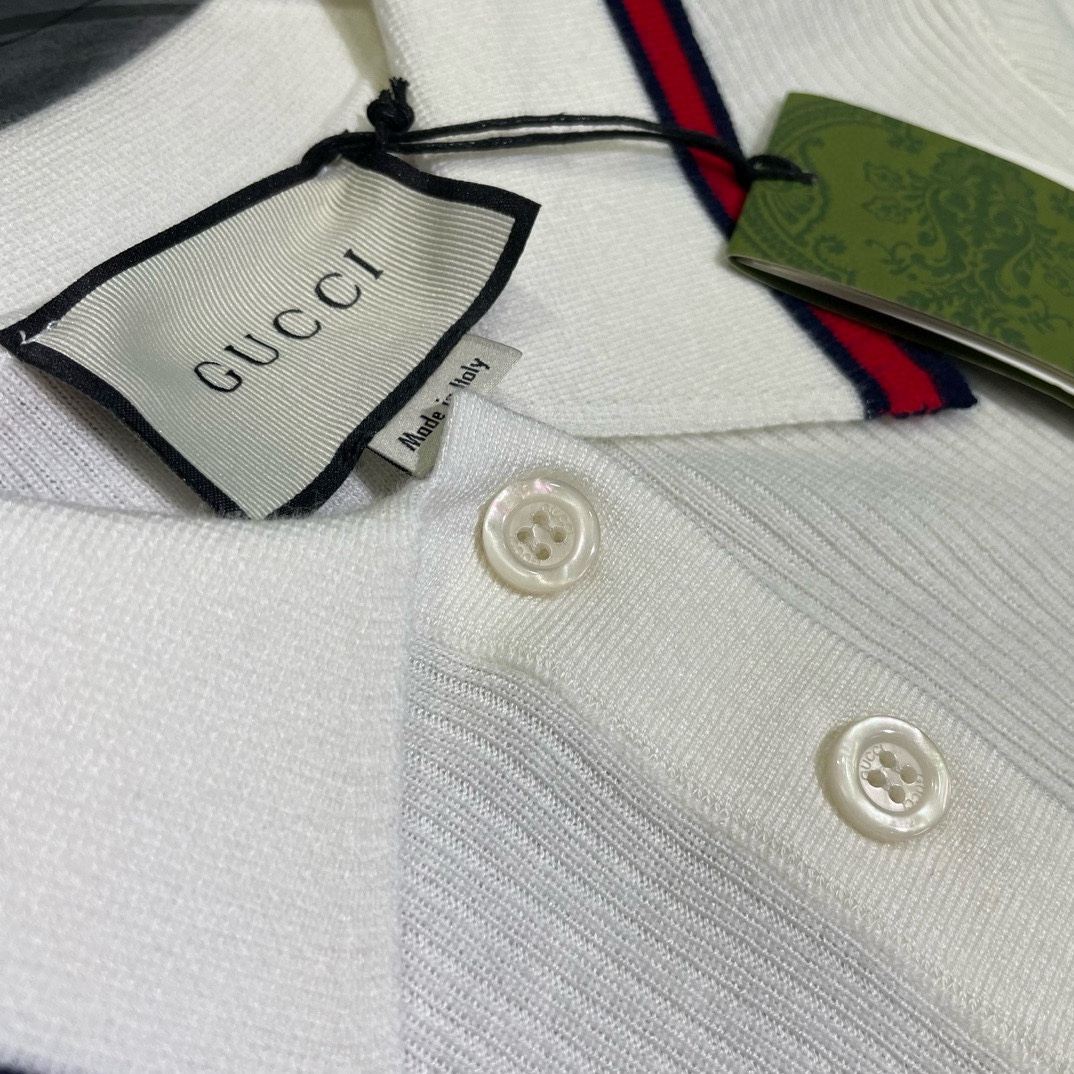 gucci レディース ポロスーパーコピー 柔らかい トップス 半袖 純綿 人気定番 少女感 ホワイト_7