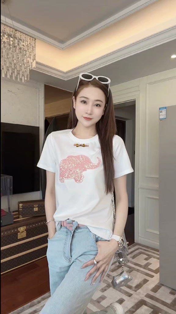 8750 gucci t シャツ オレンジコピー 人気トップス 綿100％ 象プリント 快適 シンプル 通気性いい ホワイト_1