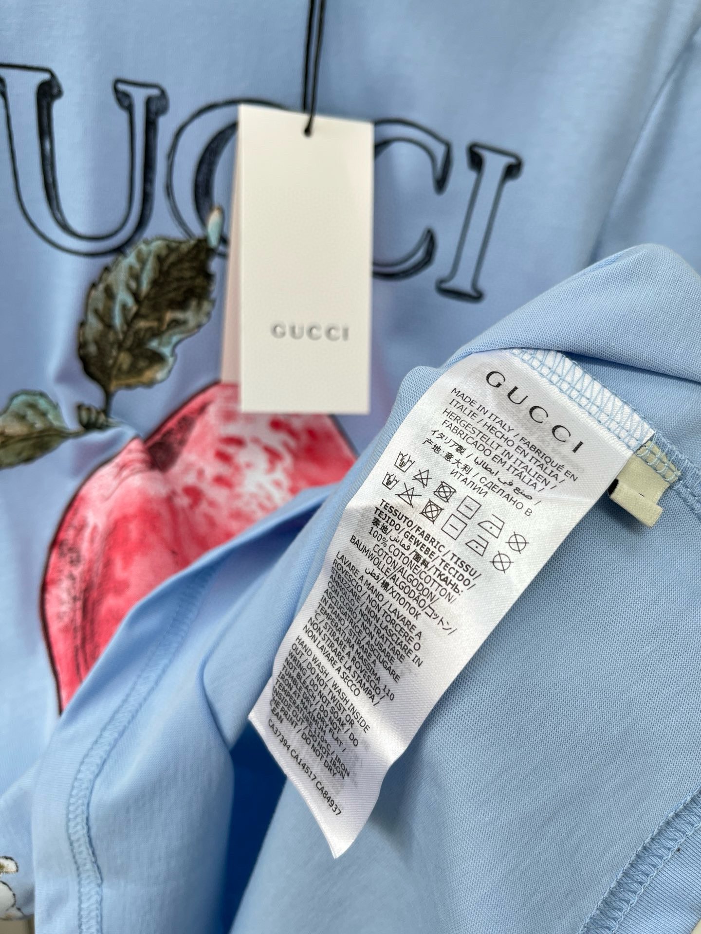 gucci t シャツ ディズニースーパーコピートップス 綿100％ リンゴプリント 半袖 シンプル 人気 柔らかい ブルー_5