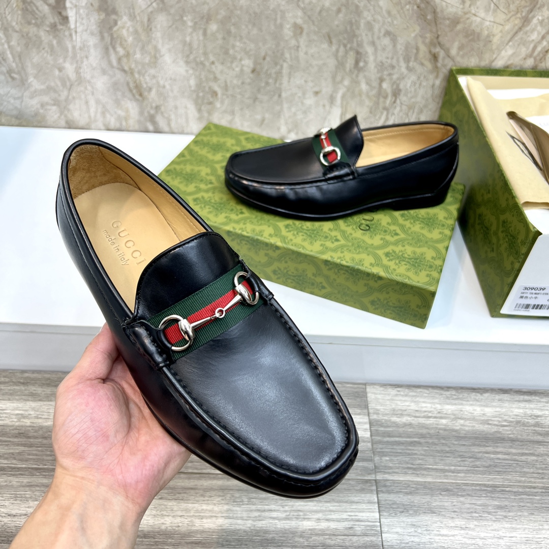 gucci ビット モカシン偽物 通勤 レザー 脱ぎ履きやすい 柔らかい底 牛革 シューズ メンズ ブラック_7