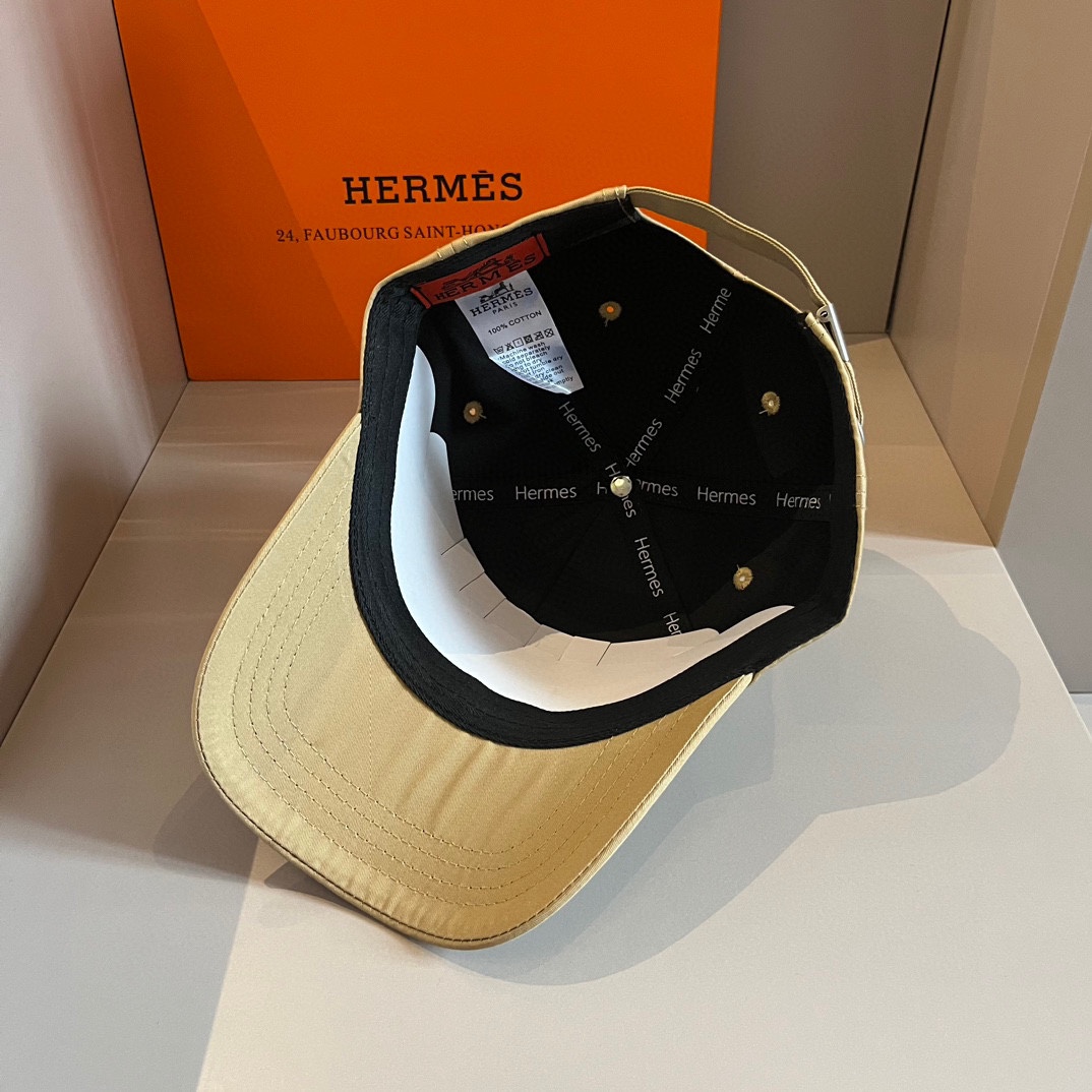 hermes キャップコピー 韓国風 シンプル 帽子 日焼け止め 男女兼用 野球用 イエロー_7