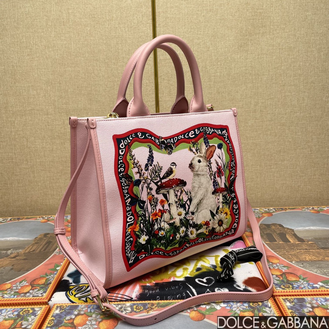 Dolce & Gabbanaドルガバ チェーンコピー 牛革 レザー 斜め掛けバッグ 手持ち プリント ピンク_2