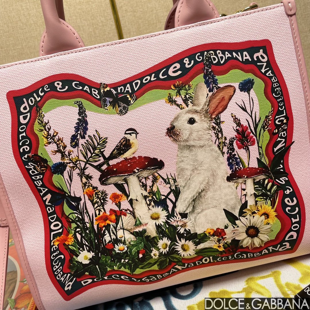 Dolce & Gabbanaドルガバ チェーンコピー 牛革 レザー 斜め掛けバッグ 手持ち プリント ピンク_4