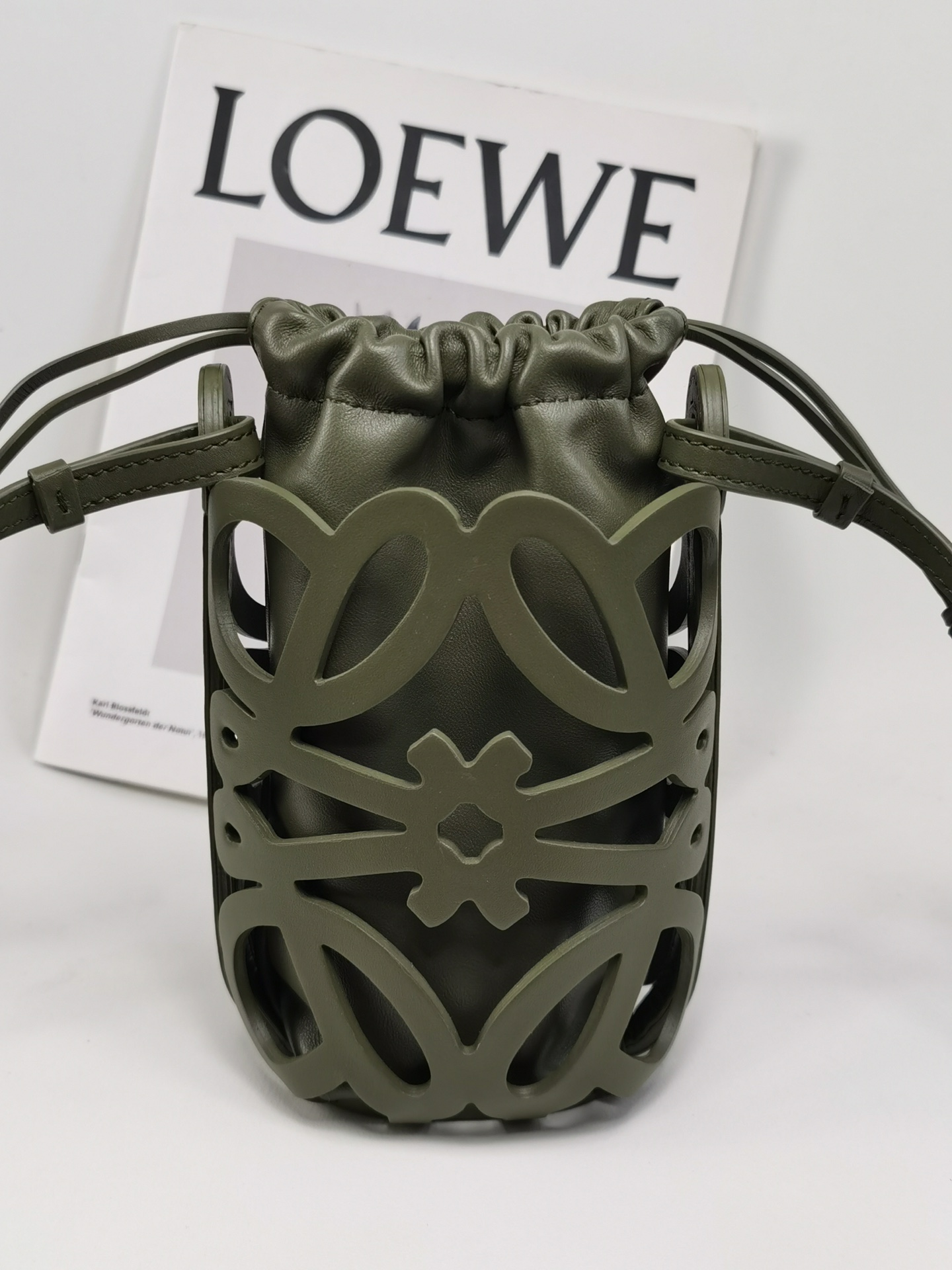 loewe かご バッグコピー 斜め掛けバッグ 922B 持ちバッグ レザー 目を引く存在感 シンプル グリーン_3