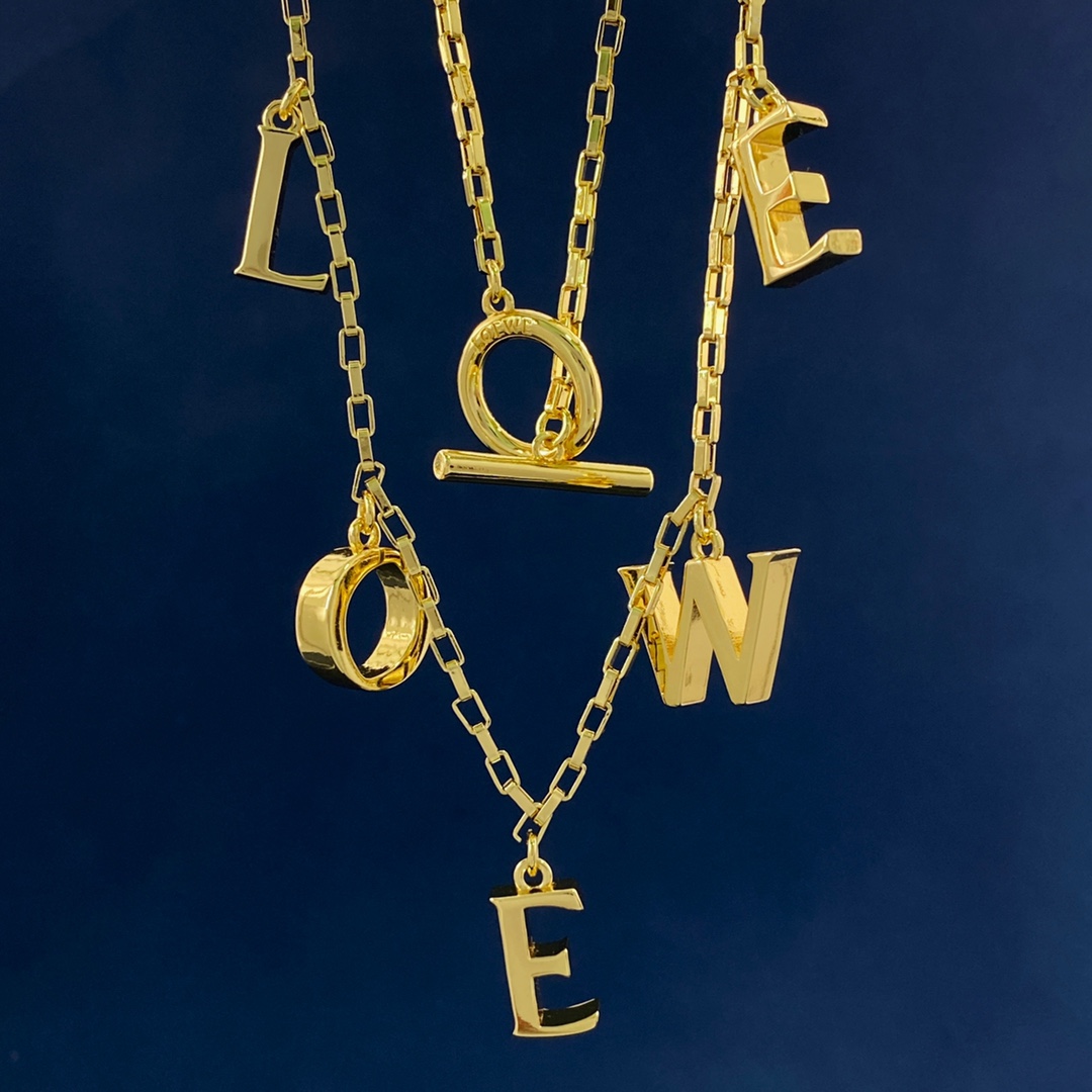 loewe ネックレススーパーコピー シンプル 爆買いで大得価の文字ネックレス ブレスレット 2点セット チェーン ゴールド_5