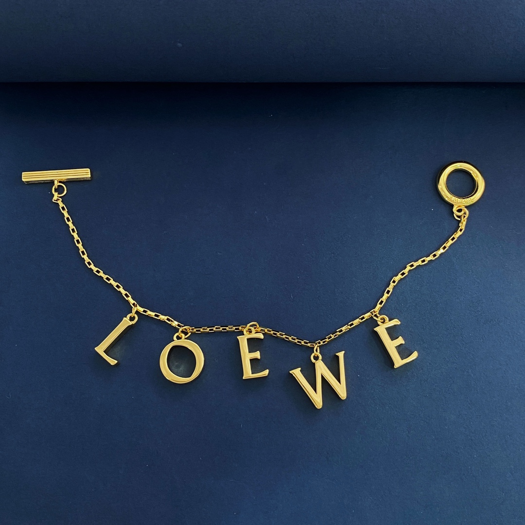 loewe ネックレススーパーコピー シンプル 爆買いで大得価の文字ネックレス ブレスレット 2点セット チェーン ゴールド_6