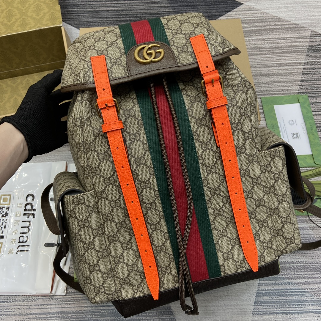 gucci リュックスーパーコピーバックバッグ 型番598140 肩掛け 花柄 Ophidiaシリーズ 都市風 オレンジ縞_6