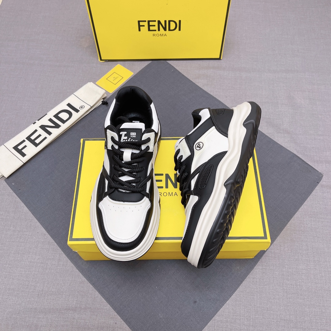 FENDI 華やかな フェンディ スニーカー 米倉涼子偽物 軽量 シューズ 通気性いい メンズ ブラック_2