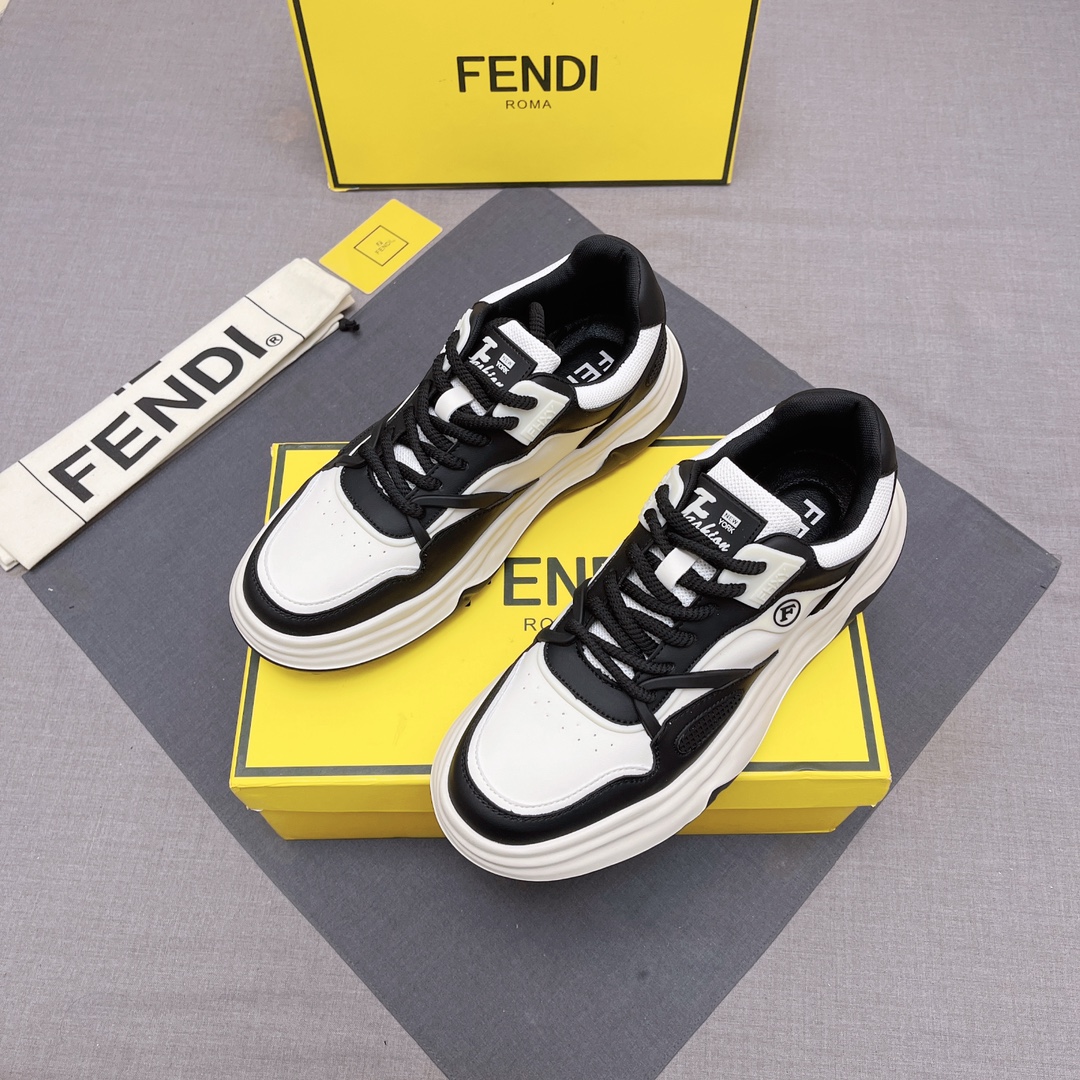 FENDI 華やかな フェンディ スニーカー 米倉涼子偽物 軽量 シューズ 通気性いい メンズ ブラック_3