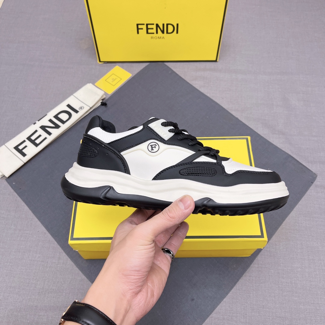 FENDI 華やかな フェンディ スニーカー 米倉涼子偽物 軽量 シューズ 通気性いい メンズ ブラック_5