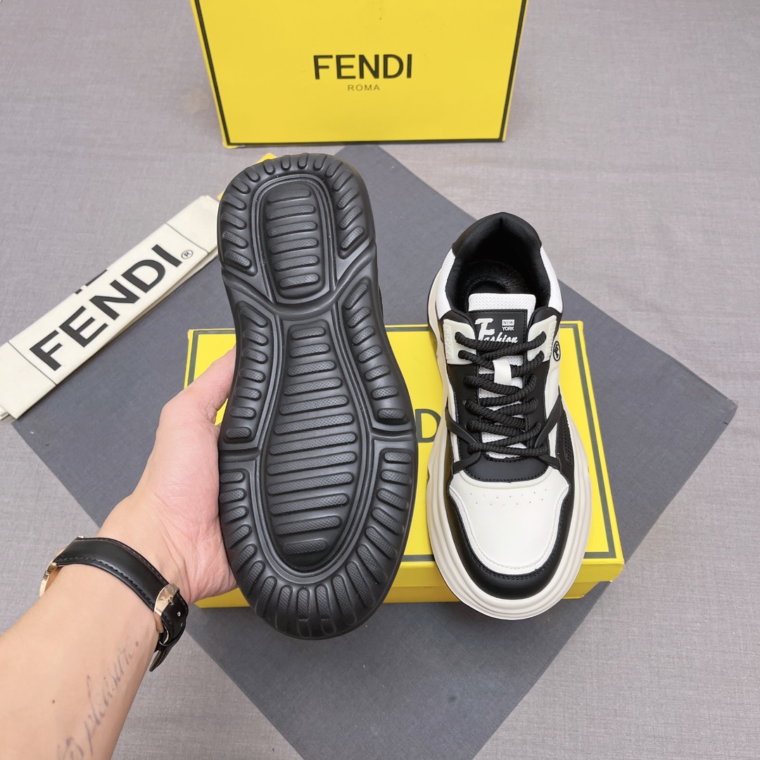 FENDI 華やかな フェンディ スニーカー 米倉涼子偽物 軽量 シューズ 通気性いい メンズ ブラック_8