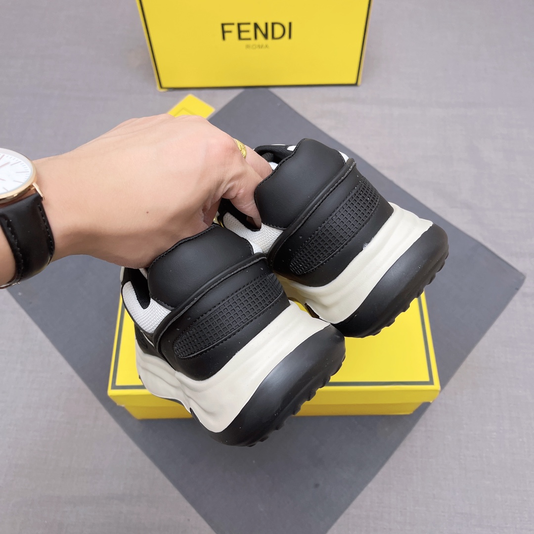 FENDI 華やかな フェンディ スニーカー 米倉涼子偽物 軽量 シューズ 通気性いい メンズ ブラック_9