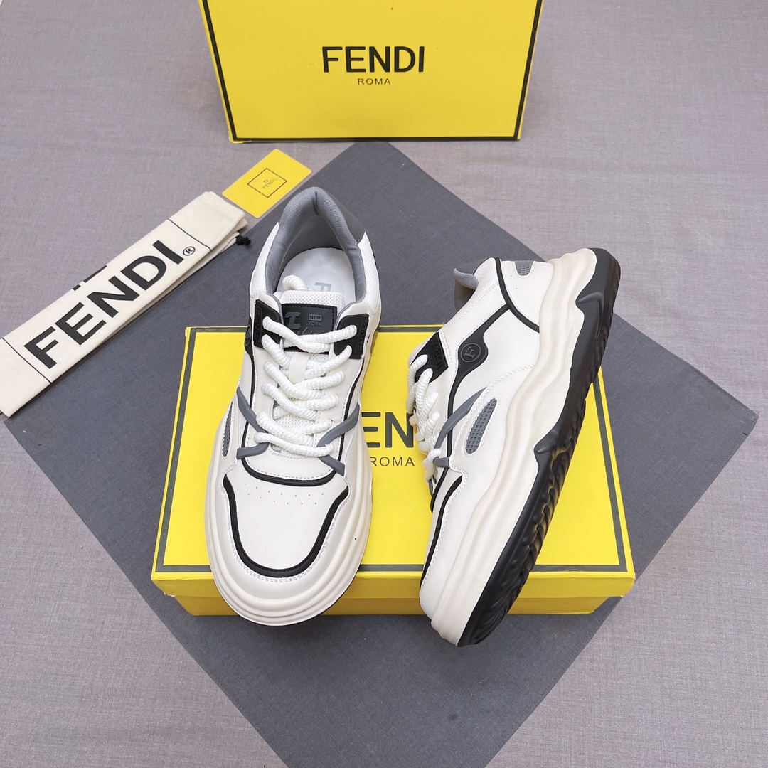 FENDI お手頃価格で フェンディ シューズ メンズ偽物 軽量 スニーカー カジュアル シューズ 品質保証 ホワイト_2