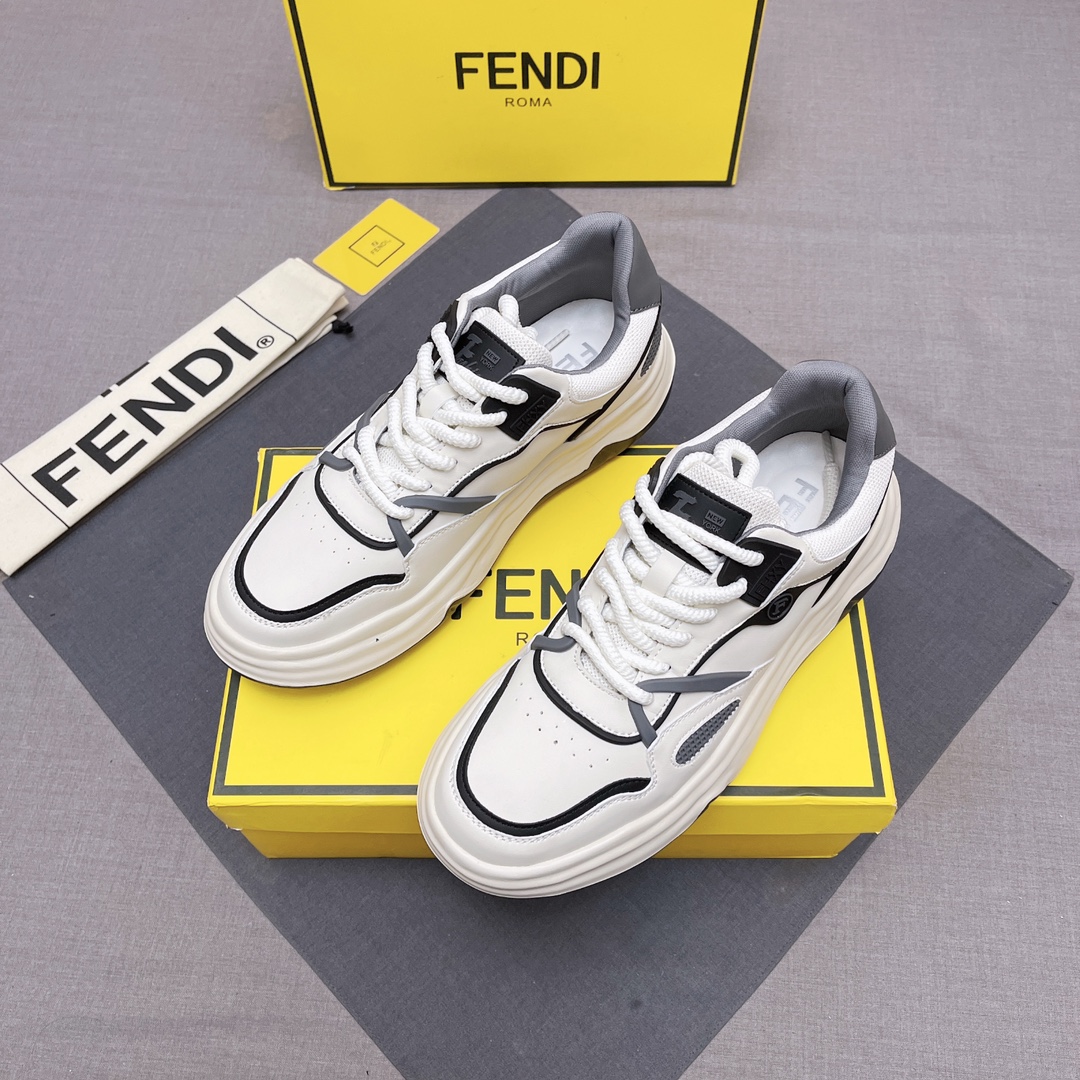 FENDI お手頃価格で フェンディ シューズ メンズ偽物 軽量 スニーカー カジュアル シューズ 品質保証 ホワイト_3