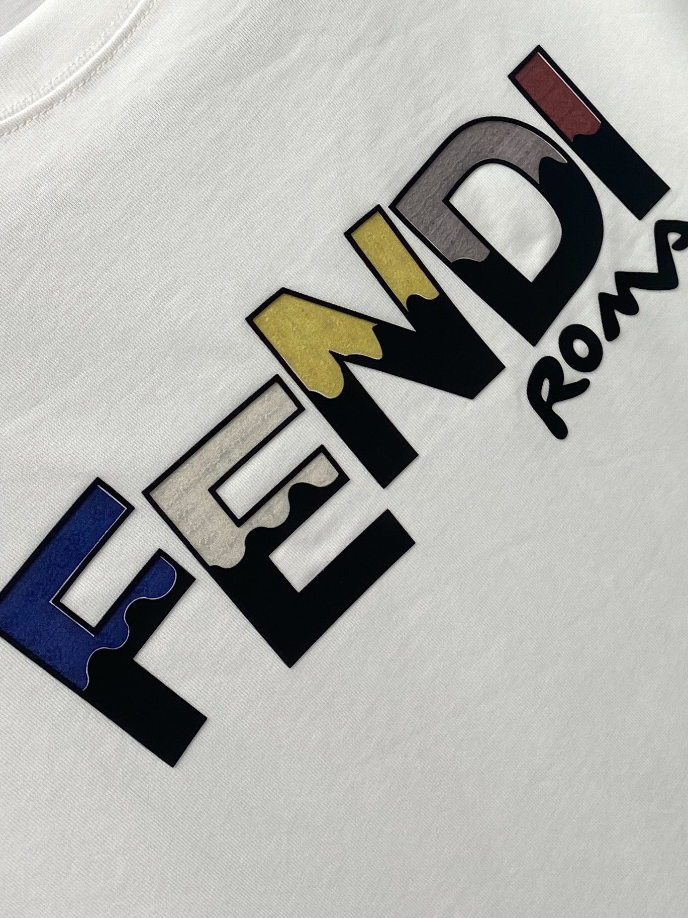 fendi t シャツ メンズ偽物 半袖 トップス 純綿 ロゴプリント 柔らかい シンプル ファッション ホワイト_4