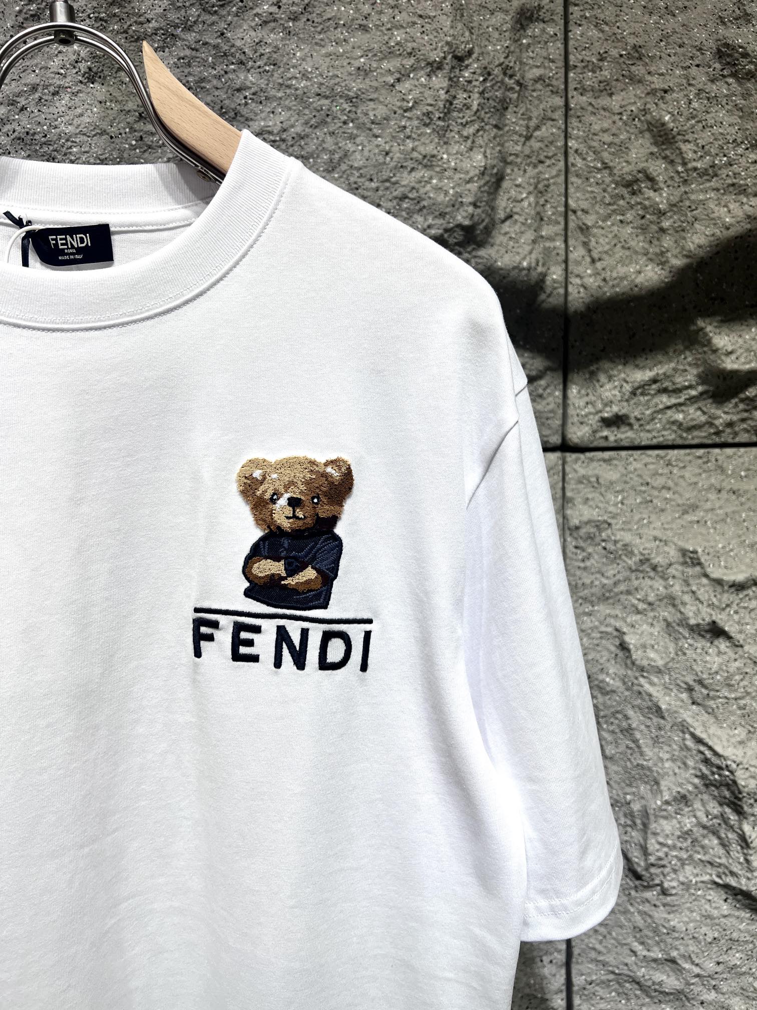 大販売 HOT‼ fendi メンズ t シャツコピー 半袖 トップス 純綿 熊プリント 人気 ホワイト_3