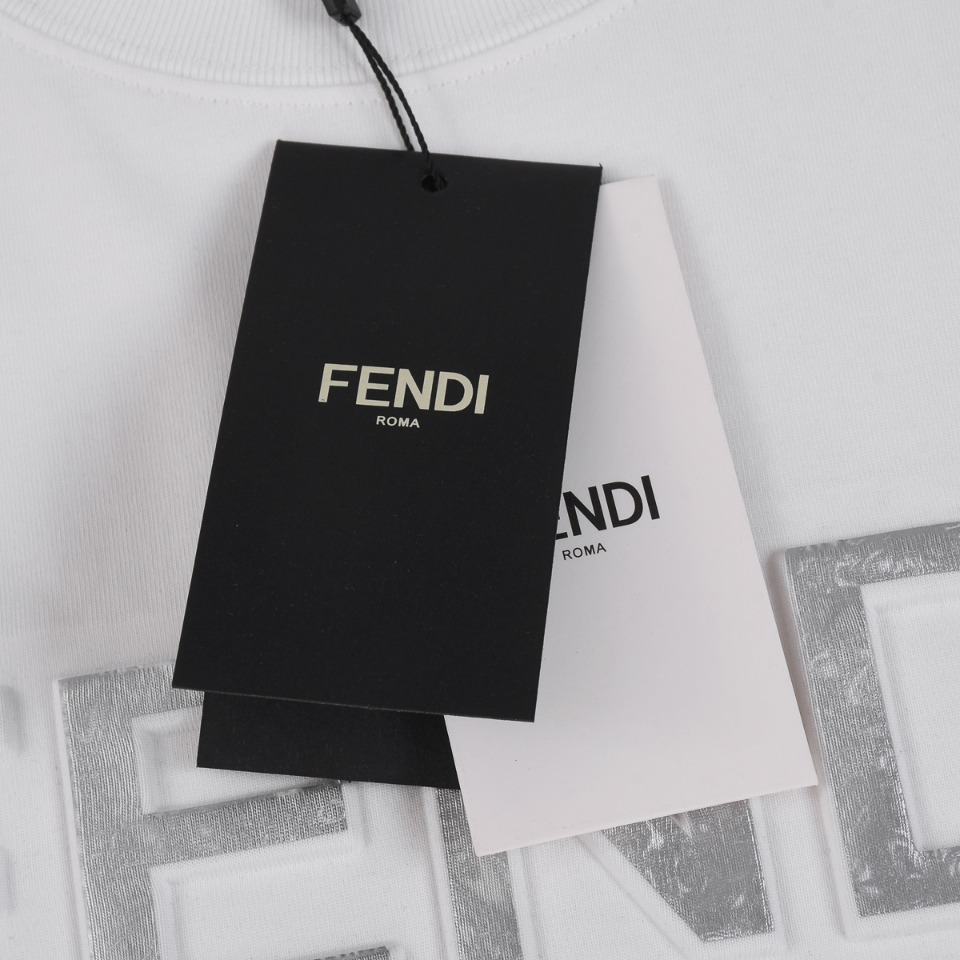 今季のおすすめ fendi 半袖Ｎ級品 Tシャツ トップス 純綿 ロゴプリント 男女兼用 シンプル 人気品 ホワイト_6