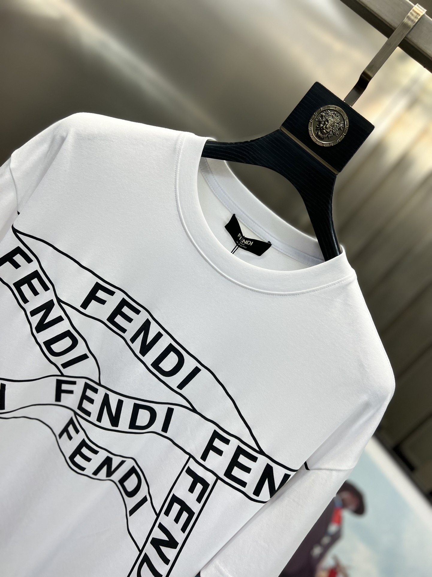 fendi t シャツ モンスタースーパーコピー 半袖 トップス 純綿 ロゴプリント ファッション ホワイト_2