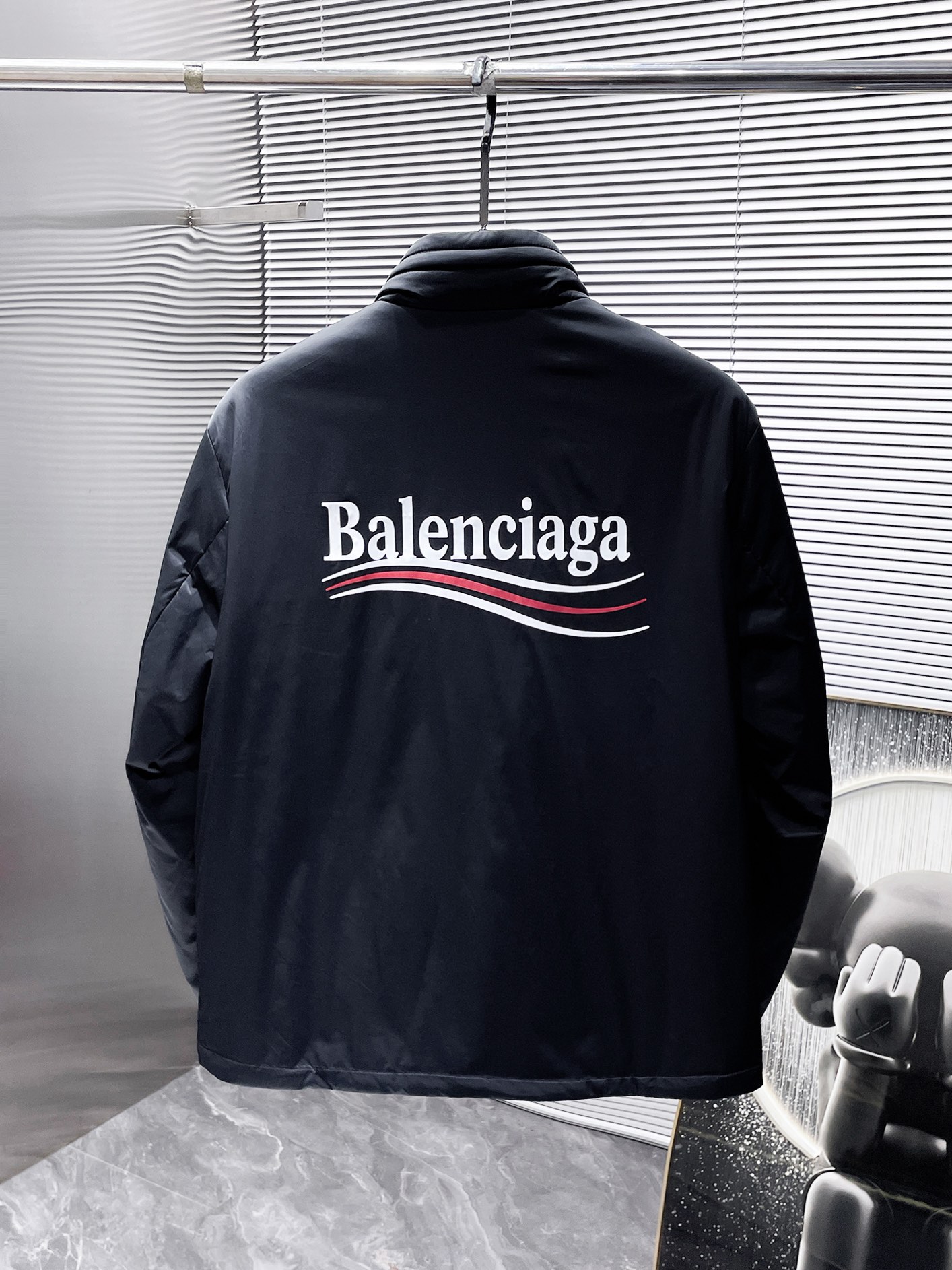 balenciaga シャツジャケットスーパーコピー アウター ハイネック トップス ロゴプリント ブラック_2