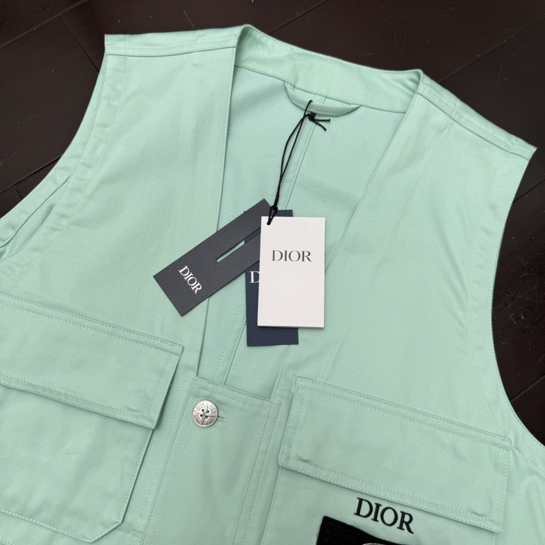 ストーン アイランド アウターコピー 無袖 Dior*STONEISLANコラボ ベスト ジレ 綿 グリーン_4