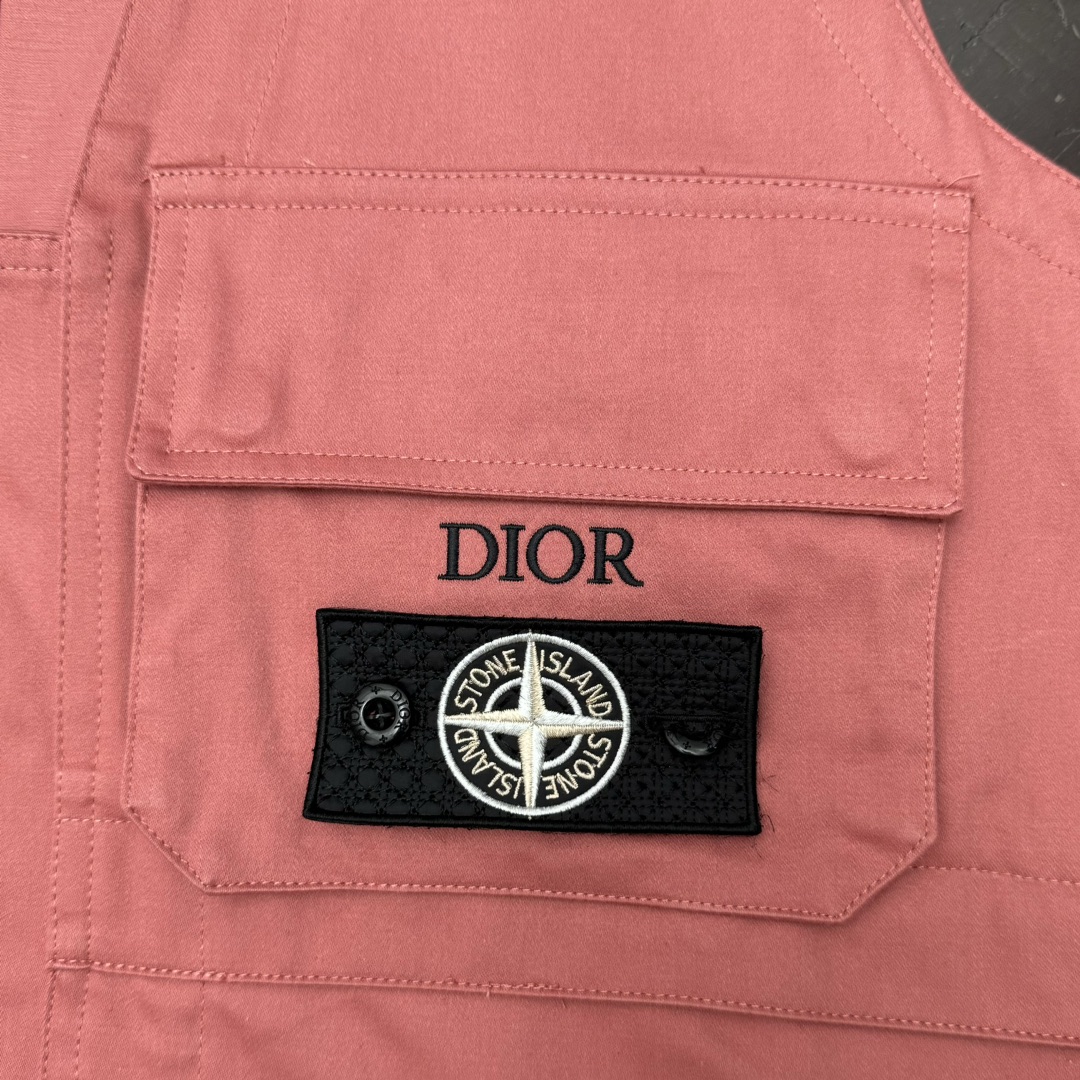 ストーン アイランド シャツ ジャケット激安通販 無袖 Dior*STONEISLANコラボ ベスト ジレ 綿 オレンジ色_4