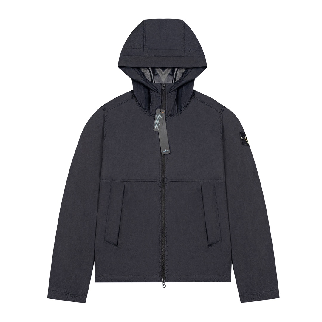 stone island シャツ ジャケットスーパーコピー アウター トップス フード付き 防水 防風 通気 ブラック_2