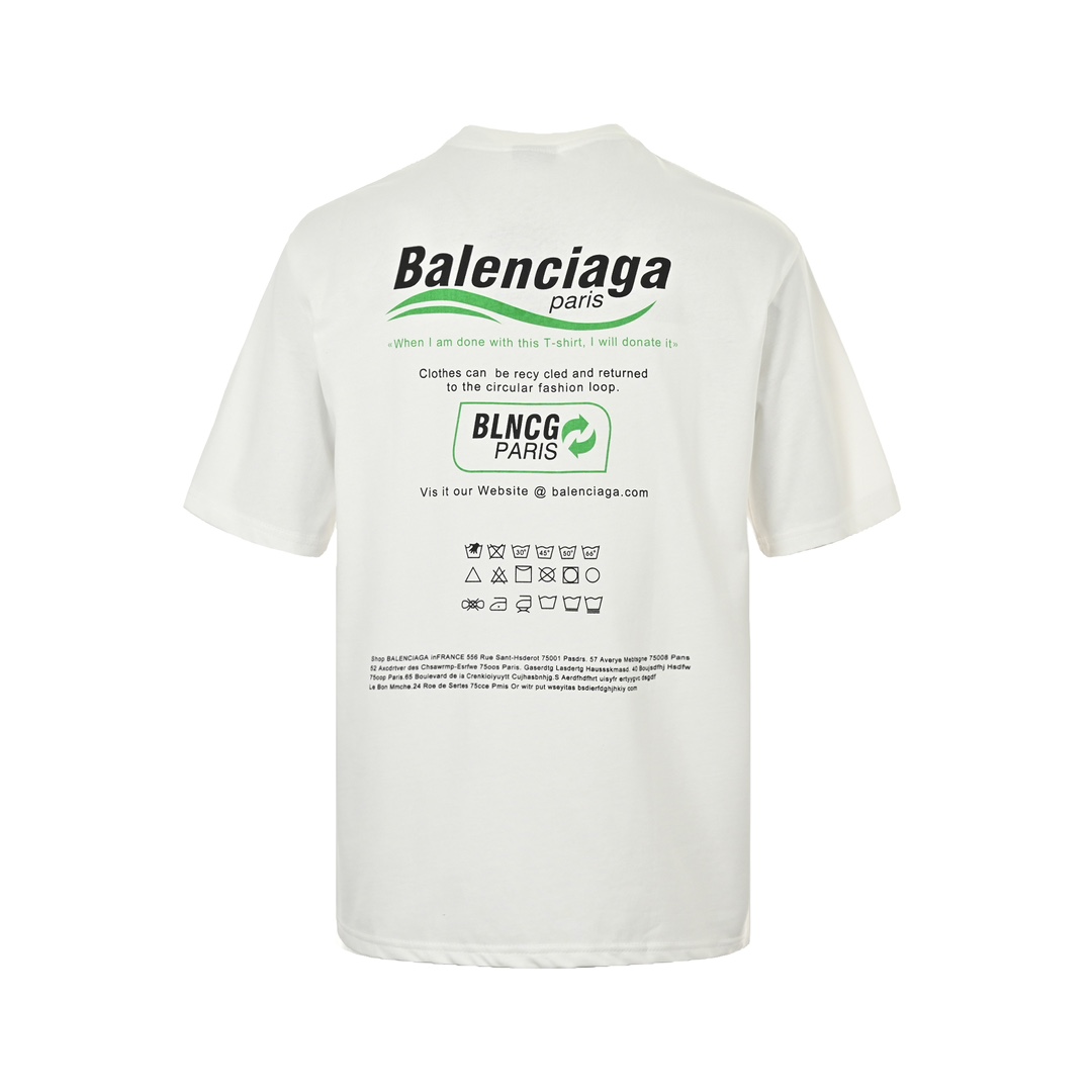 純綿 トップス バレンシアガtシャツＮ級品 半袖 リサイクルロゴプリント シンプル 柔軟 ホワイト_3