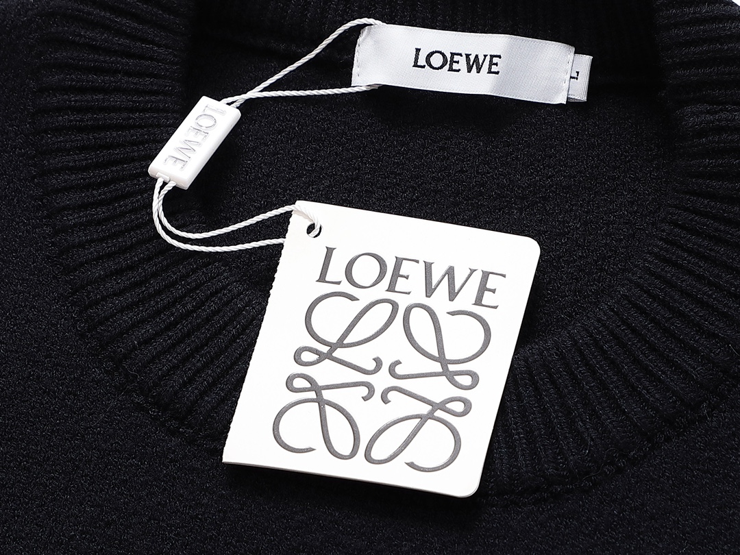 loewe セーターコピー ニット素材 ドライな肌触り 暖かい トップス ウール 柔らかい 丸首 男女兼用 ブラック_7