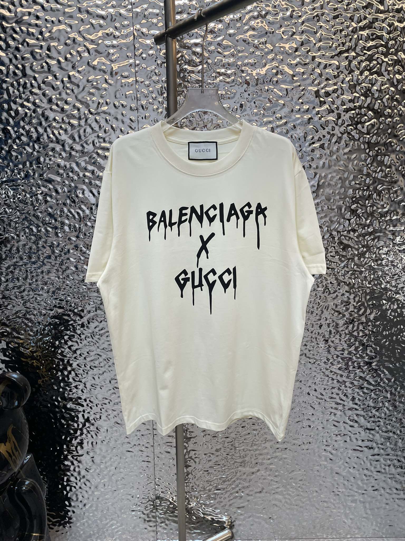 バレンシアガ トップス メンズスーパーコピー Tシャツ 純綿  GUCCIxBALENCIAGAコラボ 半袖 ホワイト_1